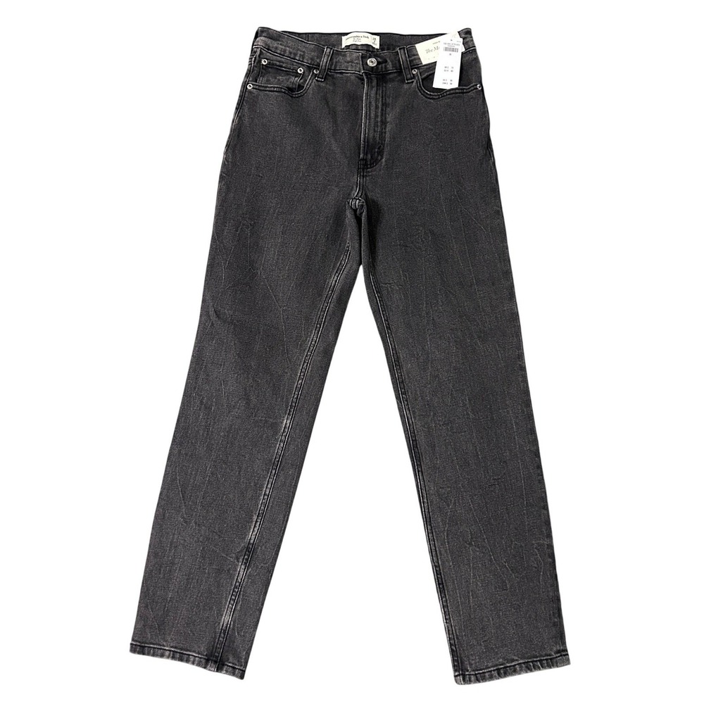Abercrombie & Fitch High Rise Mom Jeans Womens 26/2 Black Tapered Leg 27x27